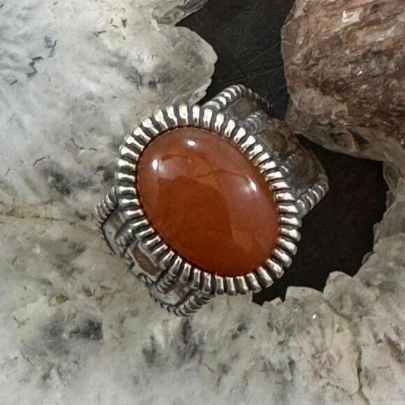 Carolyn Pollack Sterling Silver Oval Carnelian Decorated Ring For Women - Picture 1 of 10